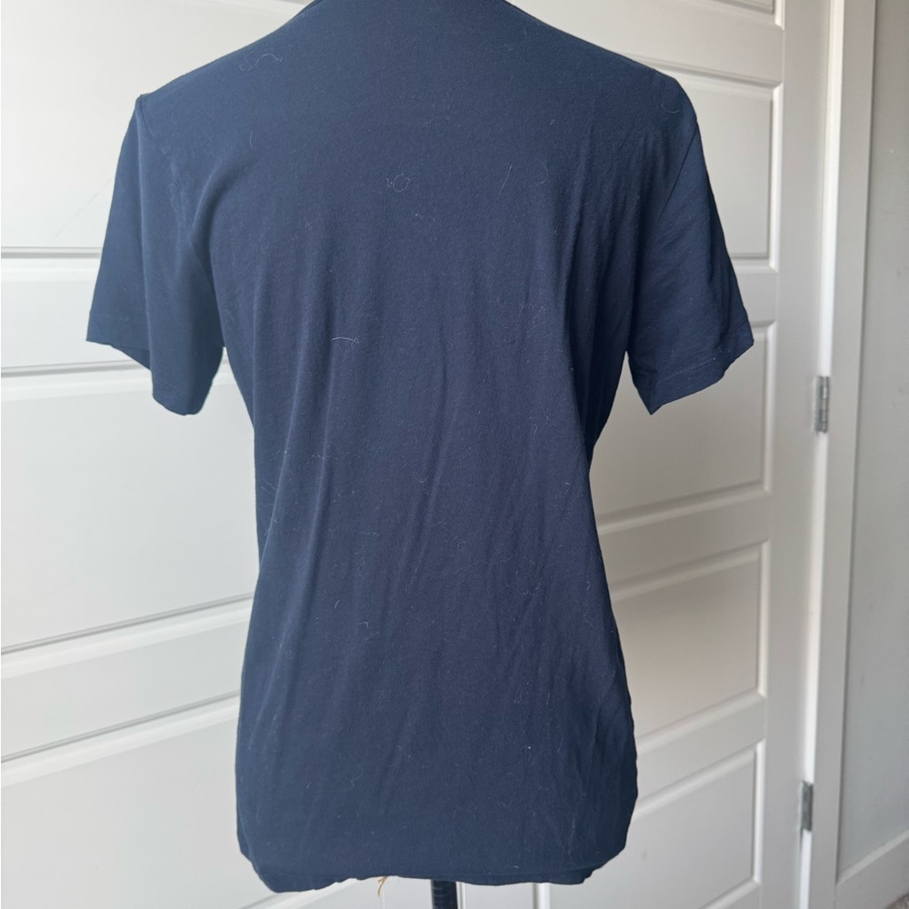 J. Crew Navy V-Neck Short Sleeve Tissue Tee - Picture 3 of 4